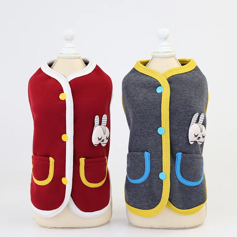 

2021 Puppy Autumn Winter Rabbit Pattern Medium Dog Waistcoat Pocket Pet Clothing Cotton Suitable For Small Dogs Supplies Fashion