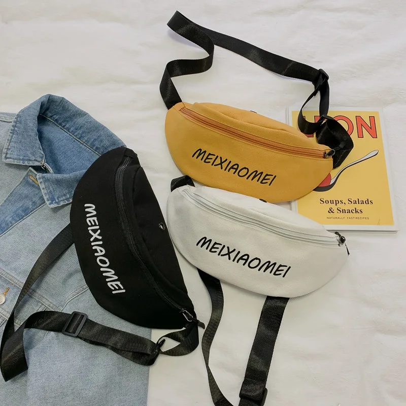 

HATCYGGO Women Fanny Pack Canvas Waist Bag Female Sports Bum Bags Shoulder Chest Pack Casual Phone Key Purse Money Belt Bag