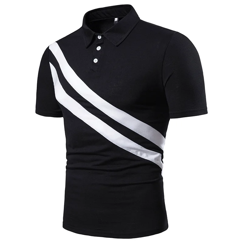 

2021 Summer Men's POLO Shirt, Korean version of the verse two-striped t-shirt with short-sleeved T-shirt, Euro T-shirt