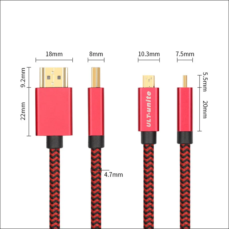 HDMI кабель 2,0 4K 60Hz для сплиттера удлинитель адаптер для PS4 Для Xiaomi tv Box HDMI к Micro HDMI HD кабель PP пряжа позолоченная