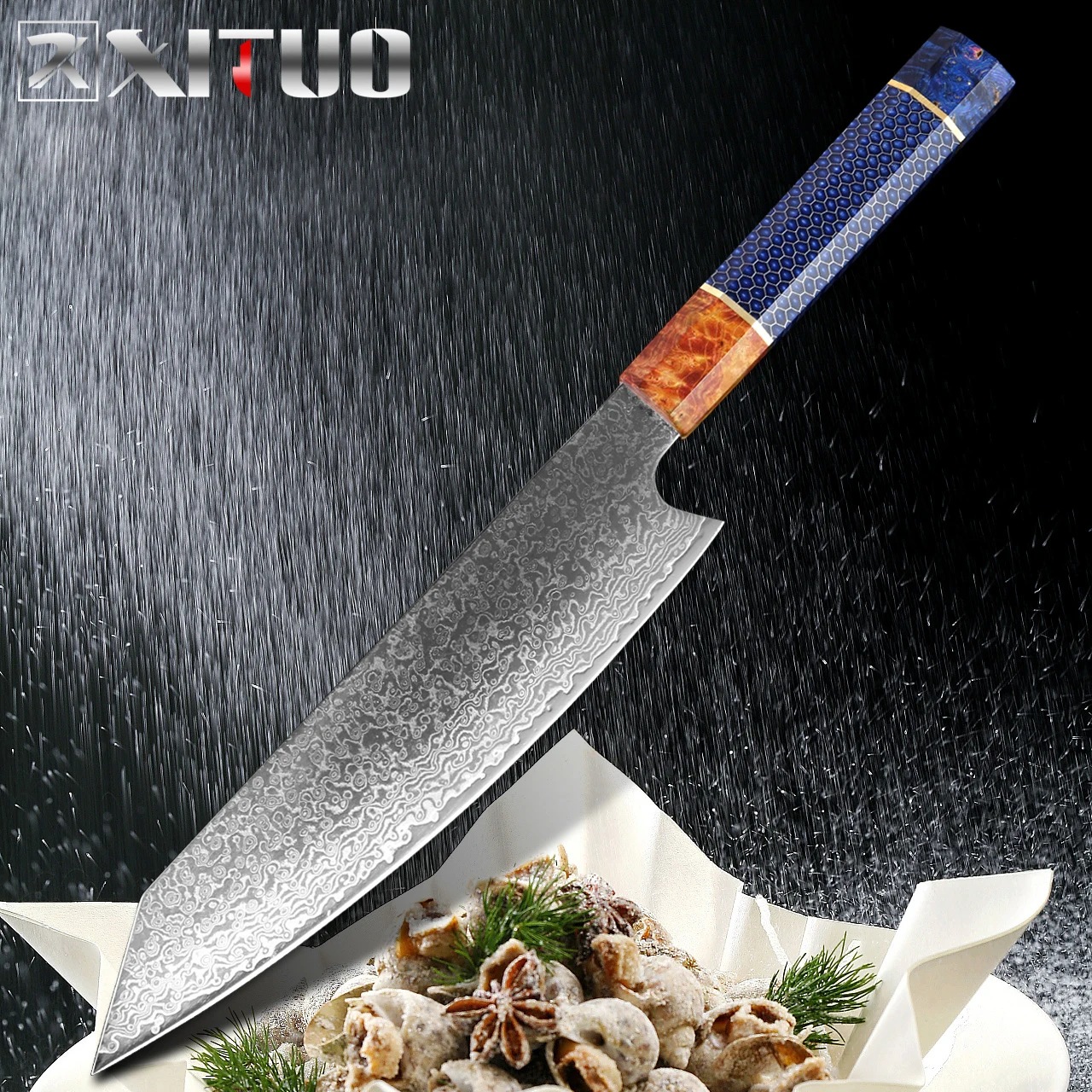

XITUO дамасский кухонный нож шеф-повара 8 дюймов нож Kiritsuke 67 слоев VG10 стальная бритва острый Gyuto инструмент для нарезки мяса