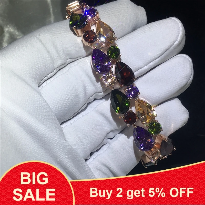 Браслет Мона Лиза с каплей воды 5 А фианиты розовое золото заполненные для