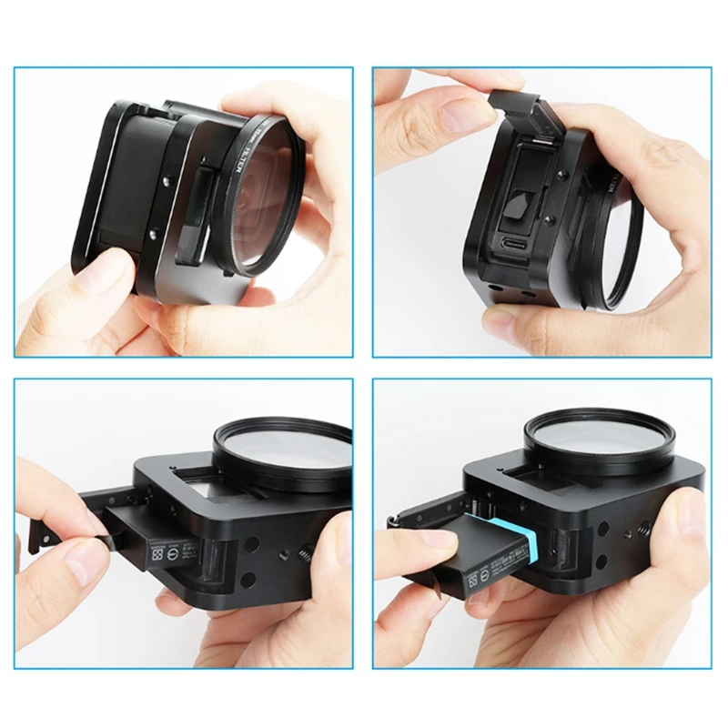 Защитный чехол из алюминиевого сплава для GoPro Hero 8 черный металлический каркас +