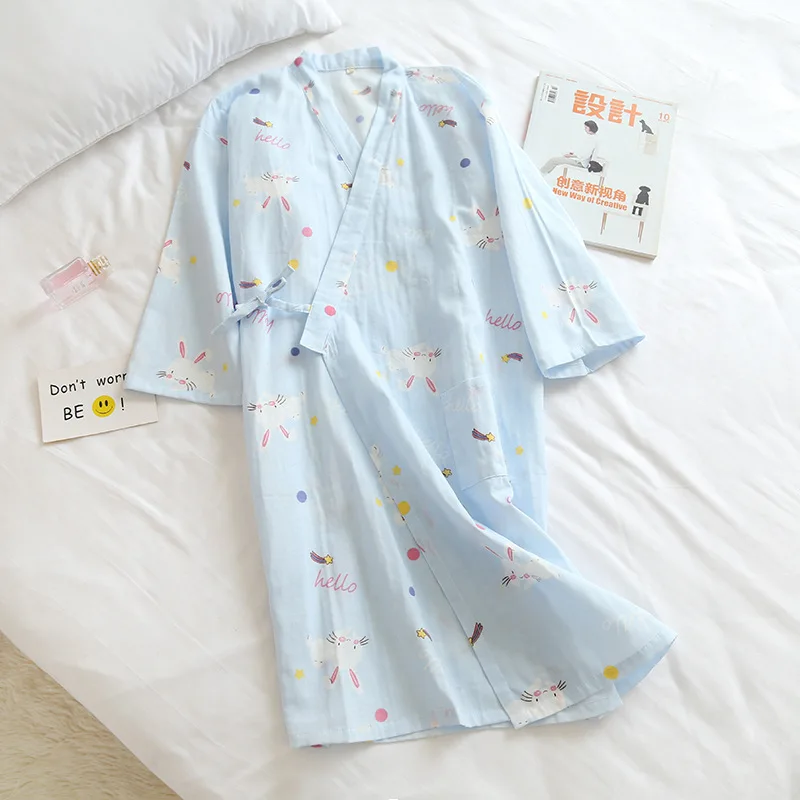 Ночная рубашка кимоно в японском стиле Женская хлопковая марлевая пижама и
