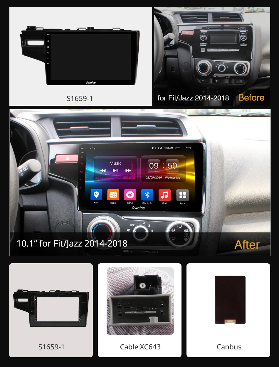 Автомобильный DVD-плеер Ownice k3 k5 k6 мультимедийный плеер на Android 9 0 с GPS для honda Fit jazz 2014