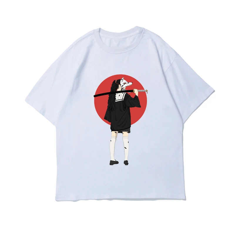 

2021 Japanese Anime T-Shirt Summer Cotton Round Neck Short-Sleeved Unisex Streetwear Japanese Style T-Shirt Oversized Top