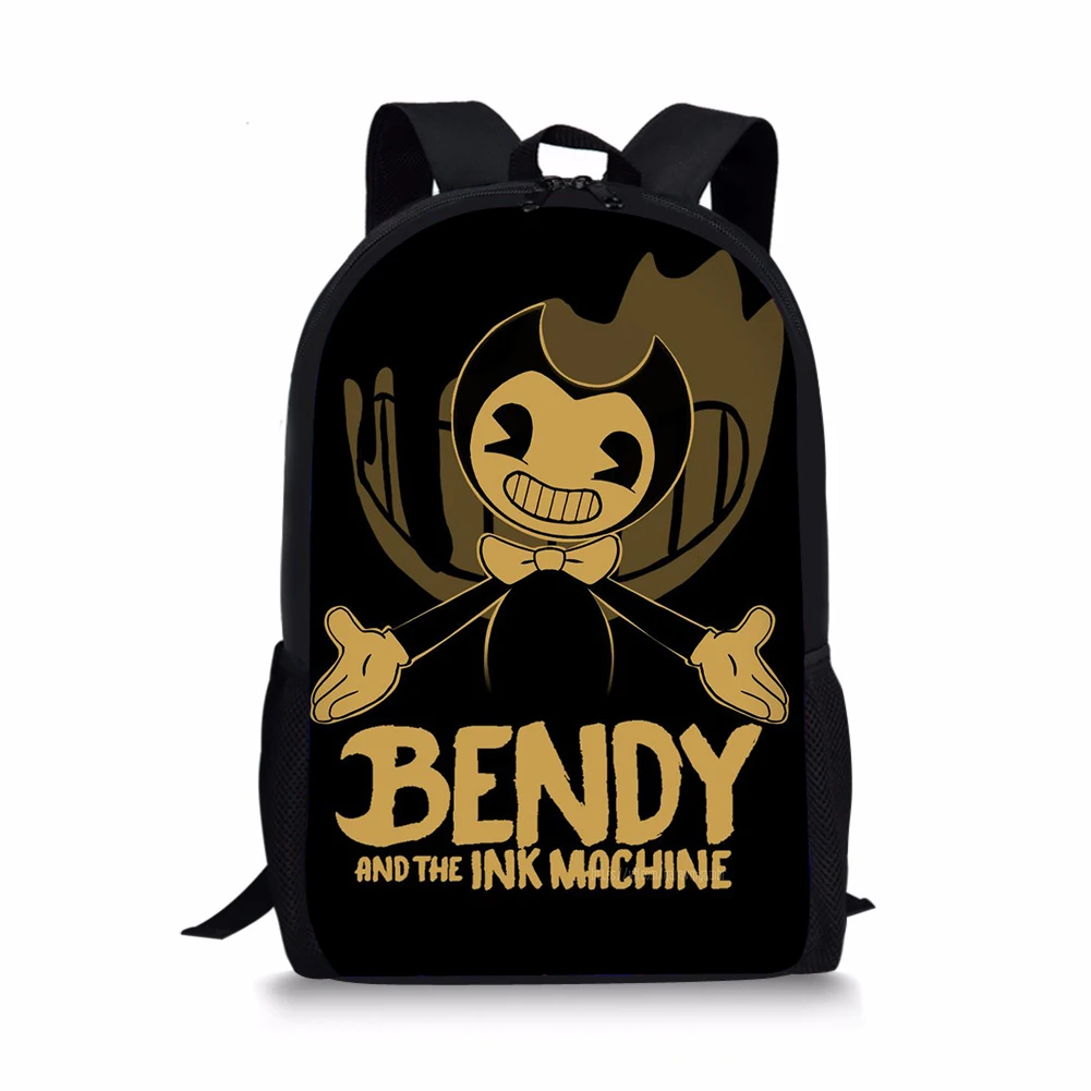 HALYUNASC Childrens' School Backpack Cartoon Game Design Students School Bag The-Ink-Bendy-Machine Teenagers Book-Bags Mochila