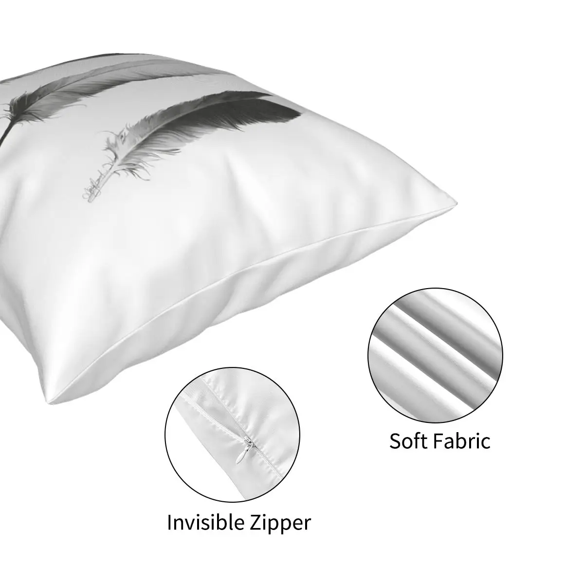 

Feathers Sketch Square Pillowcase Creative Decorative Throw Pillow Case Car Cushion Cover