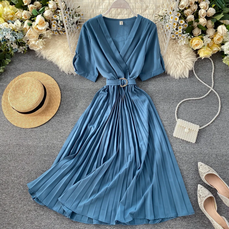 2020 Весна Лето Женское винтажное одноцветное Платье женское повседневное