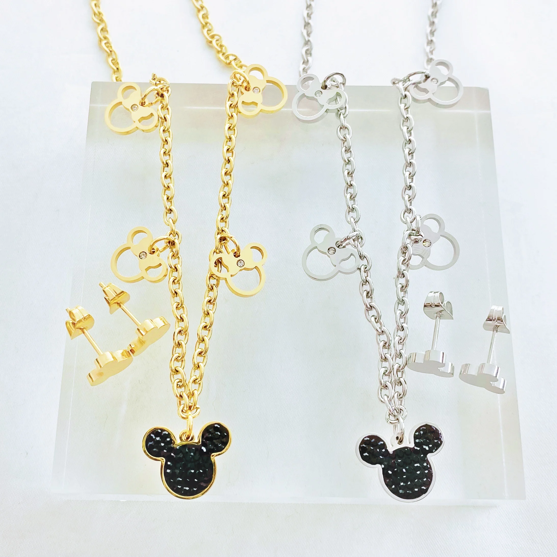 Ожерелье с подвеской мышь милое мультяшное ожерелье из цепочки титановой стали