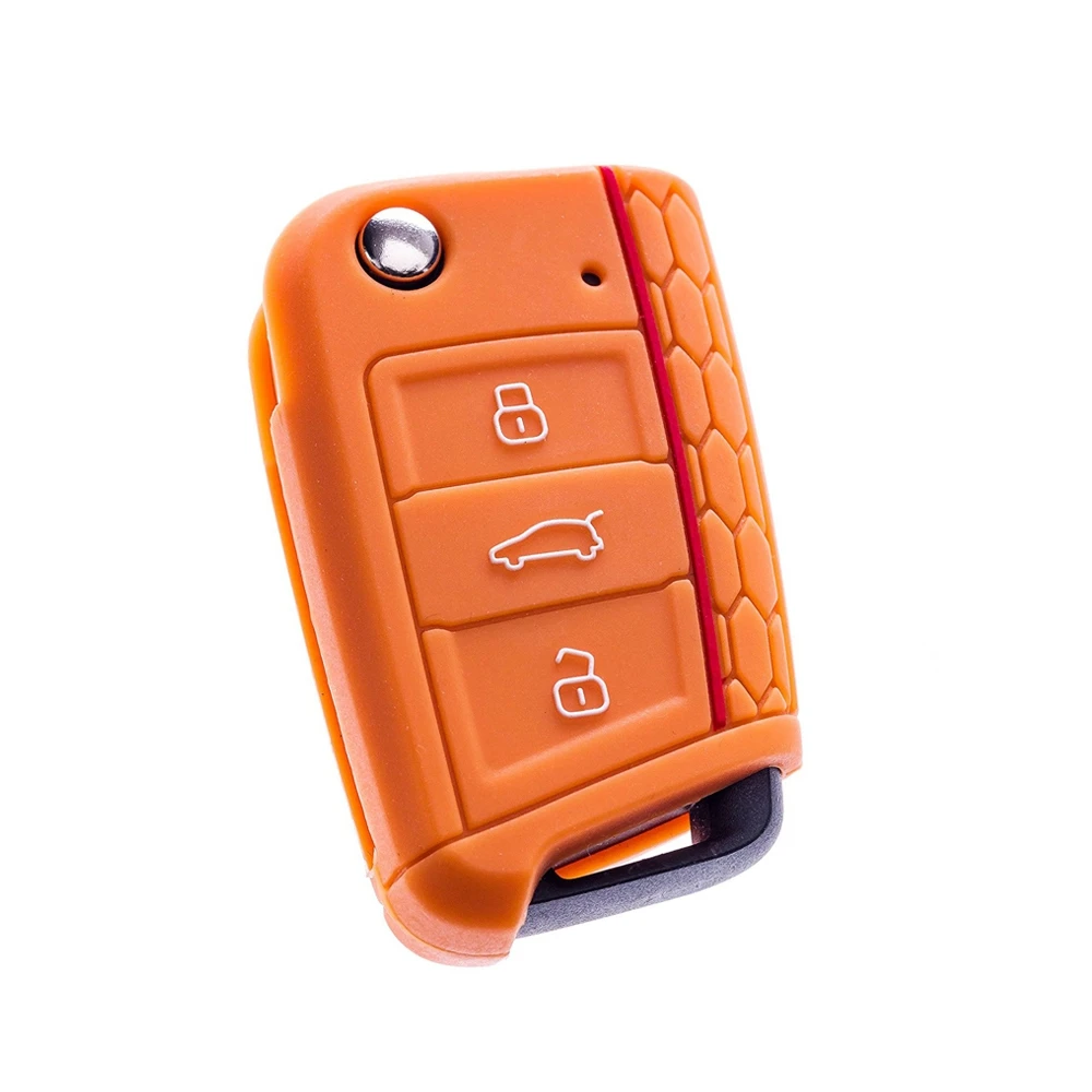 

Hot silicone car key cover case shell fob For Volkswagen VW Golf 7 mk7 Skoda Octavia A7 for SEAT Leon Ibiza 3 Car-styling