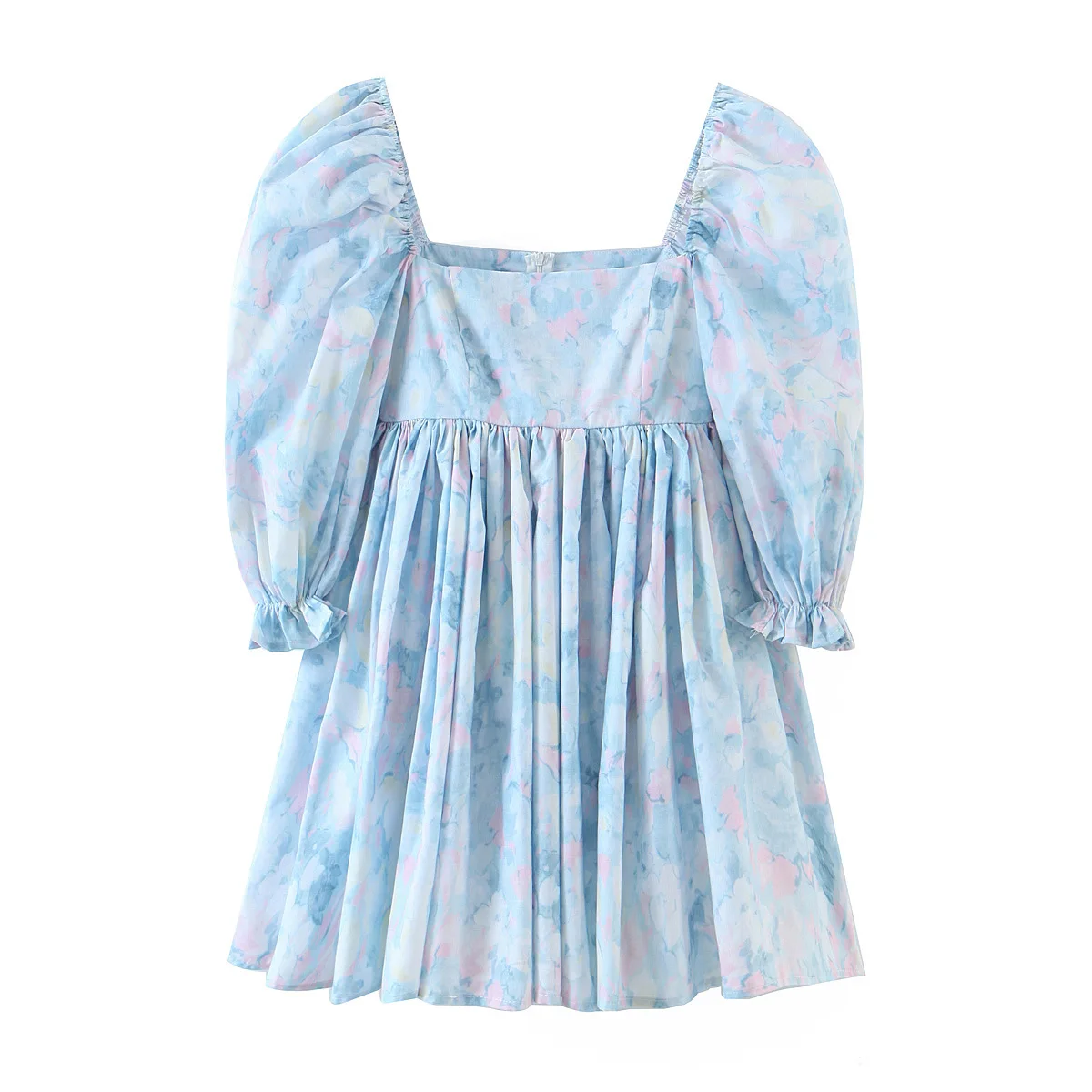 

Женское винтажное мини-платье, элегантное праздничное платье с рюшами и квадратным вырезом, дизайнерская одежда в Корейском стиле, лето пла...