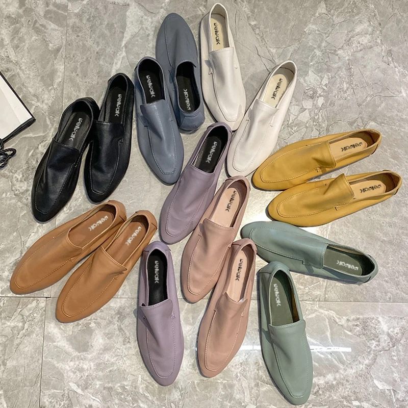 Лаконичные лоферы Женская обувь на плоской подошве Мягкие мокасины из