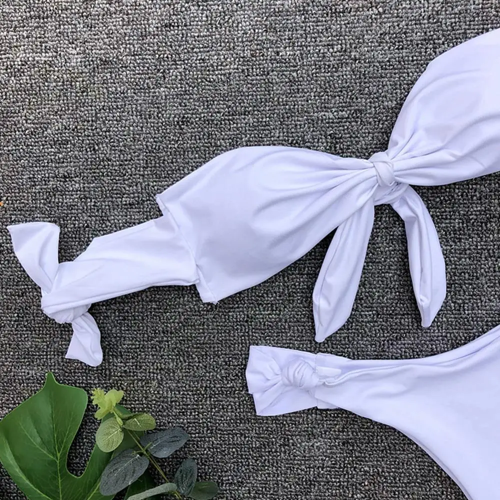 

Swimsuit Women Sleeves Bandage Solid Bikini Push Up Swimwear Low Waist Bathing-Suit Swim Beach Wear Spandex Female Bikini Sets
