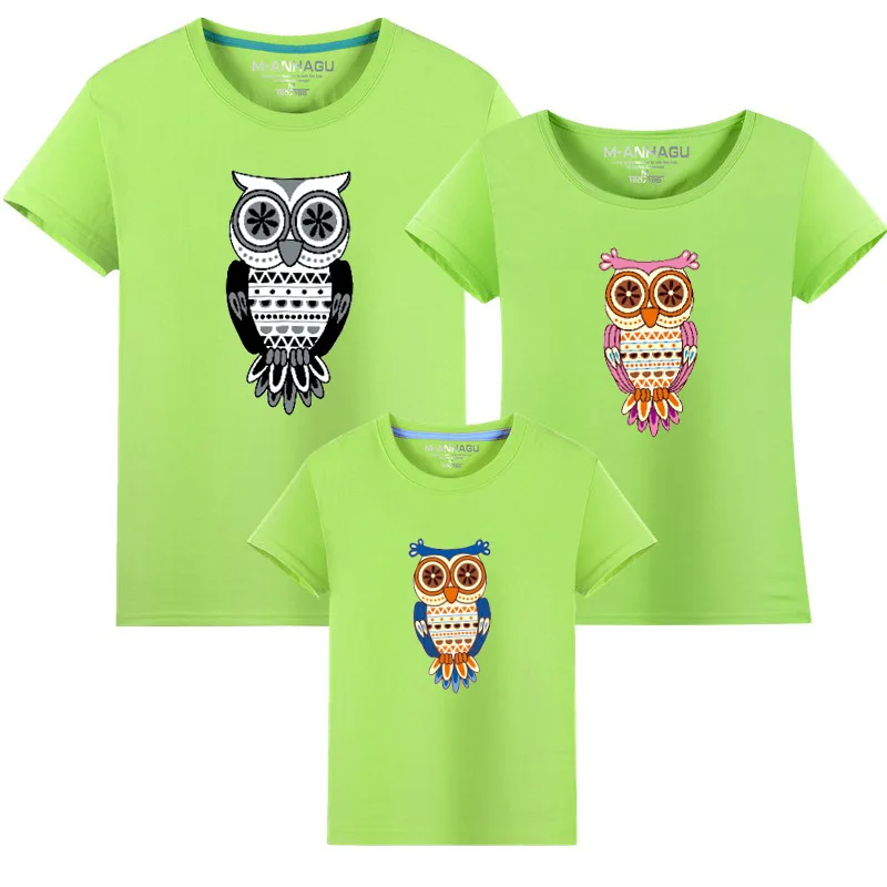 Семейная Одинаковая одежда летняя с принтом совы для старшей сестры маленькой