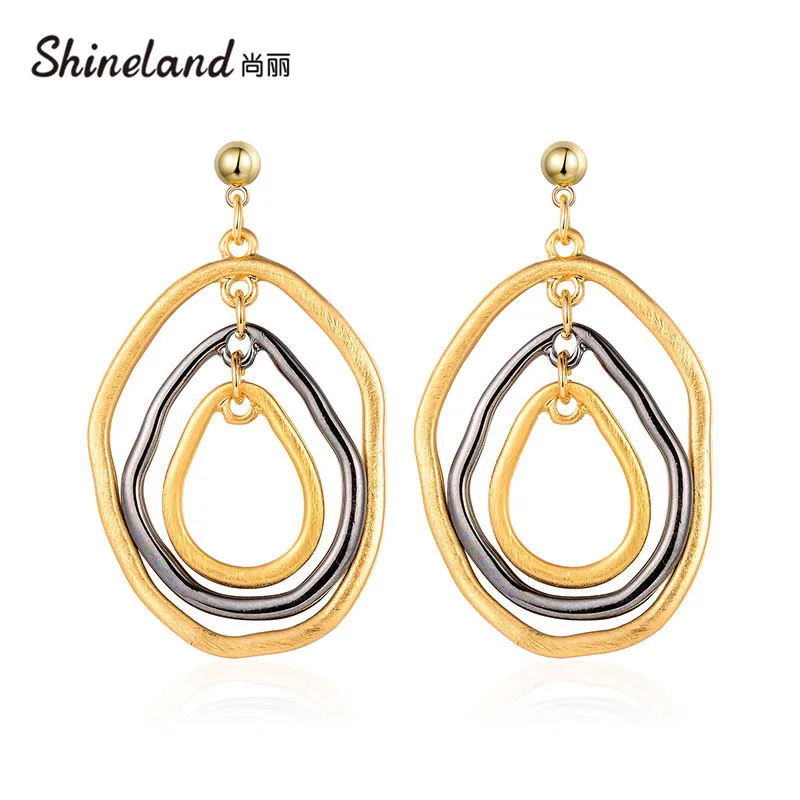 

Shineland New Fashion Jewelry trendy Geometric Irregular Hollow Drop Dangle Earrings for Women Punk Retro Brincos Gift 2021