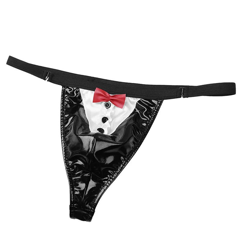 TiaoBug Мужское нижнее белье Tanga Wet Look женское из лакированной кожи эластичные с