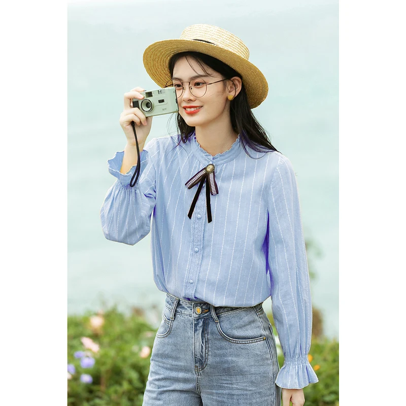 Женская блузка INMAN весенне-осенняя одежда элегантные хлопковые топы Дамский