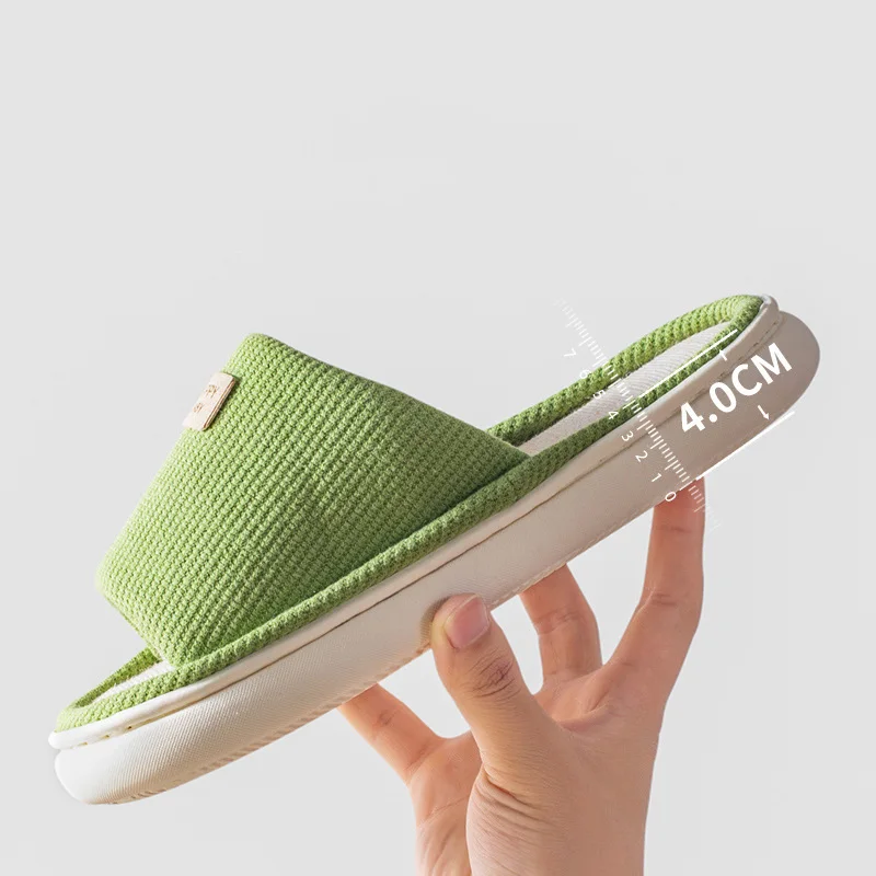 

Unisex Home Slippers Men Spring Autumn Indoor Couples Increase Thick Bottom Shoes Four Seasons Cotton Linen Slippers Wholesale