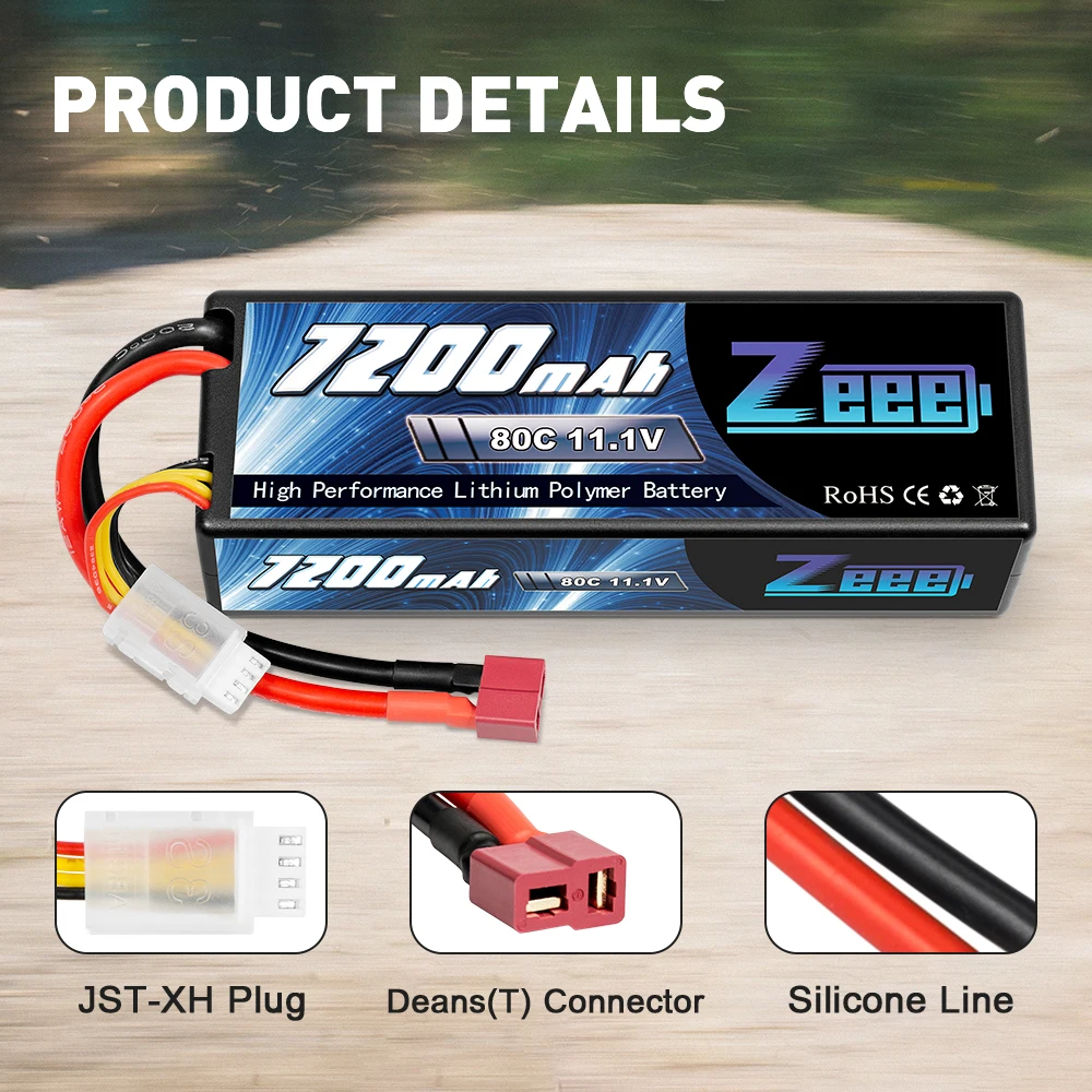 Zeee 11 1 V 7200mAh 80C Lipo батарея 3S Твердый корпус с разъемом Deans для радиоуправляемого