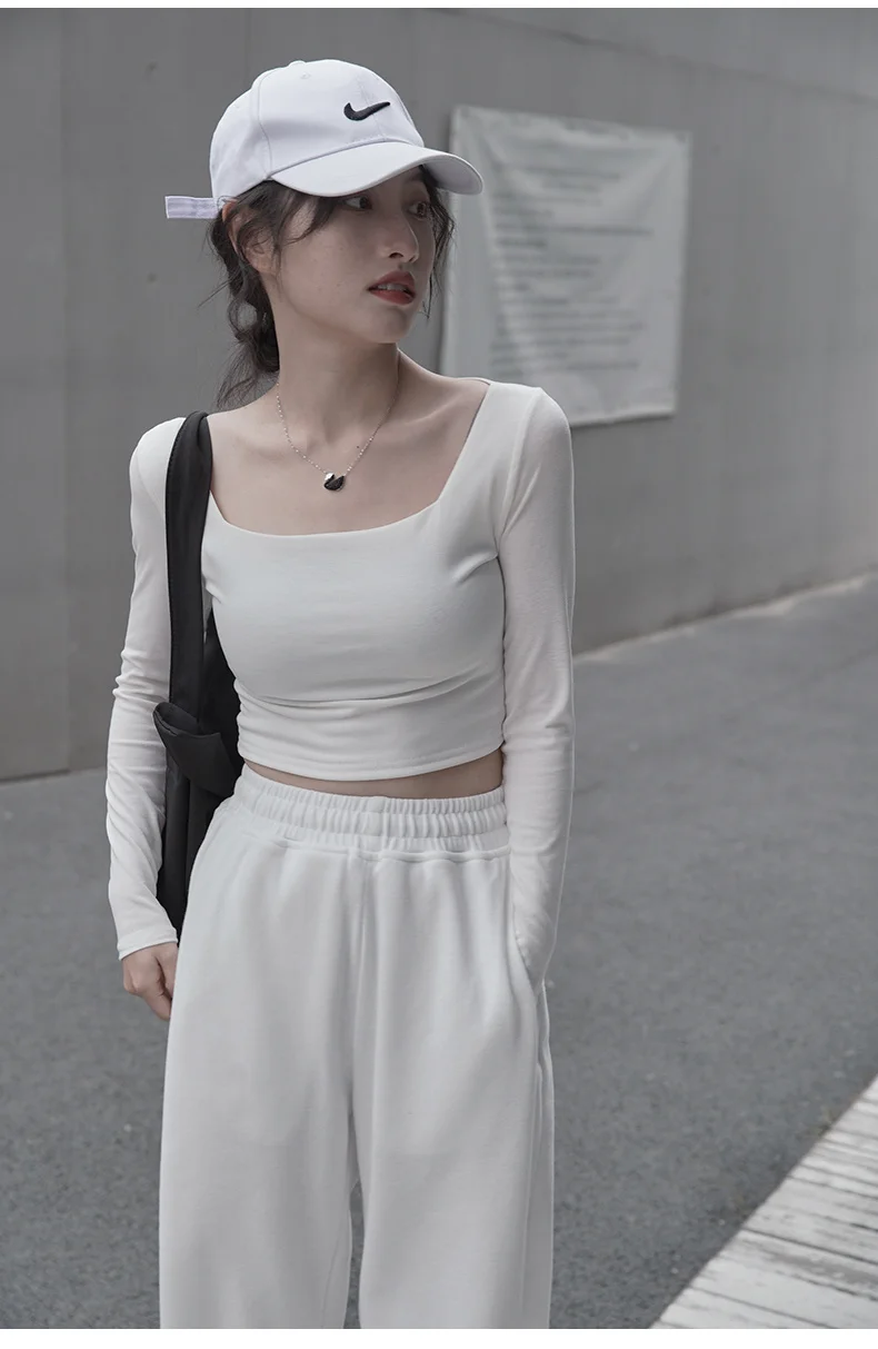 

Autumn winter velvet plus Plush thickened neck bottoming shirt women's slim tight low neck long sleeve T-shirt fafa_ootd