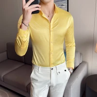 solid color shirts for men 2021 autumn long sleeve slim casual shirt business dress formal social party streetwear chemise homme