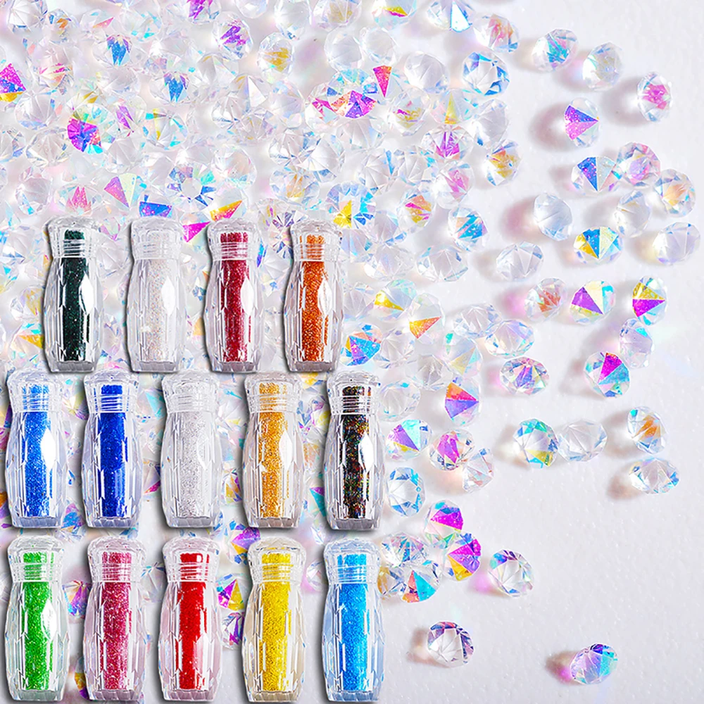 

AB Flatback Nail Rhinestone Crystal Glass Pixie 1.1mm 1.2mm 3D Micro Glass DIY Gems Glitter Nails Art Decorations Mini Beads