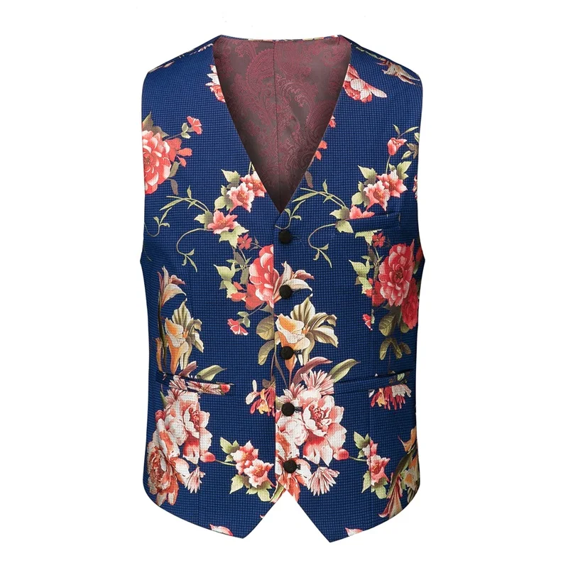 Мужской костюм с цветочным принтом YUNCLOS Свадебный и вечерние костюмы из 3