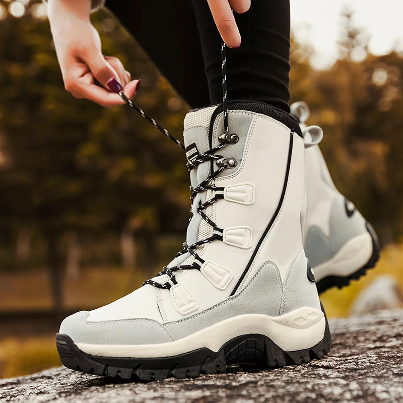 Кроссовки для пешего туризма теплые меховые плюшевые женские зимние ботинки
