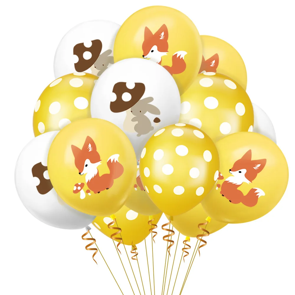 10Pcs 12'' Fox Squirrel Forest Animal Confetti Dot Latex Balloon Set Birthday Party Thanksgiving Day Decor Supplies | Дом и сад
