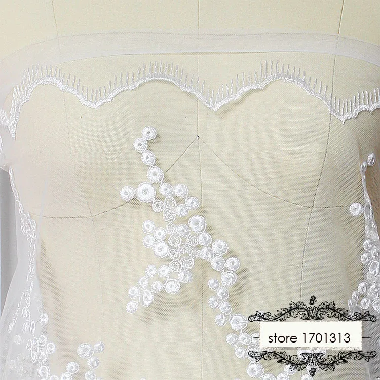 Кружевная ткань для свадебного платья цвет слоновой кости 1 3*1 метр | Дом и сад