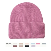 2021 new casual womens hats cashmere rabbit fur knitted beanies autumn winter brand new two fold thick knitted girls skullies