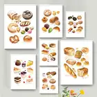 Художественный постер на холсте с изображением завтрака, пирожных, хлеба, чая, десертов, настенные картины для кофейни, Современный домашний декор YT36