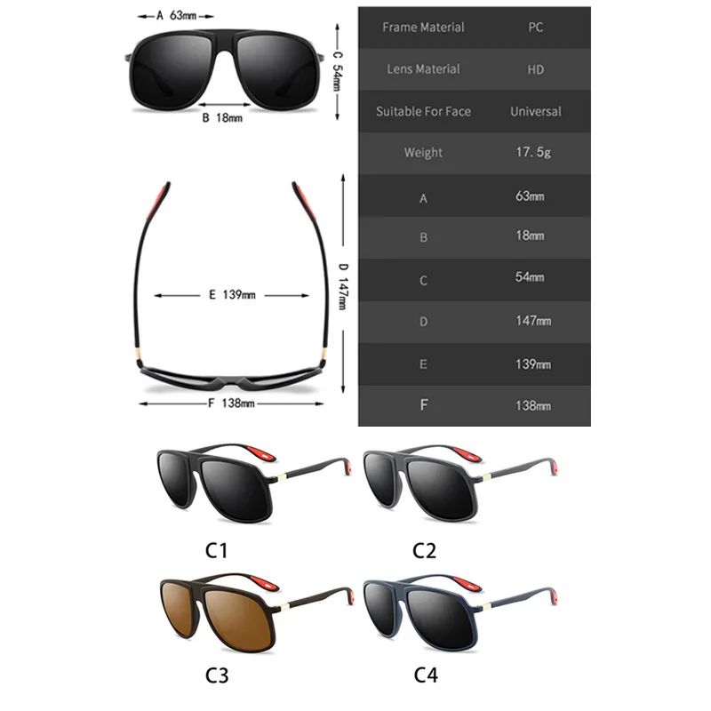 Общие мужские модные солнцезащитные очки поляризатор с Большой рамкой