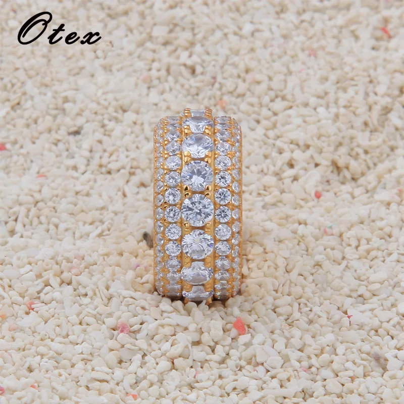 5 рядов мужские кольца Стерлинговое серебро ювелирные изделия шарм циркон золото