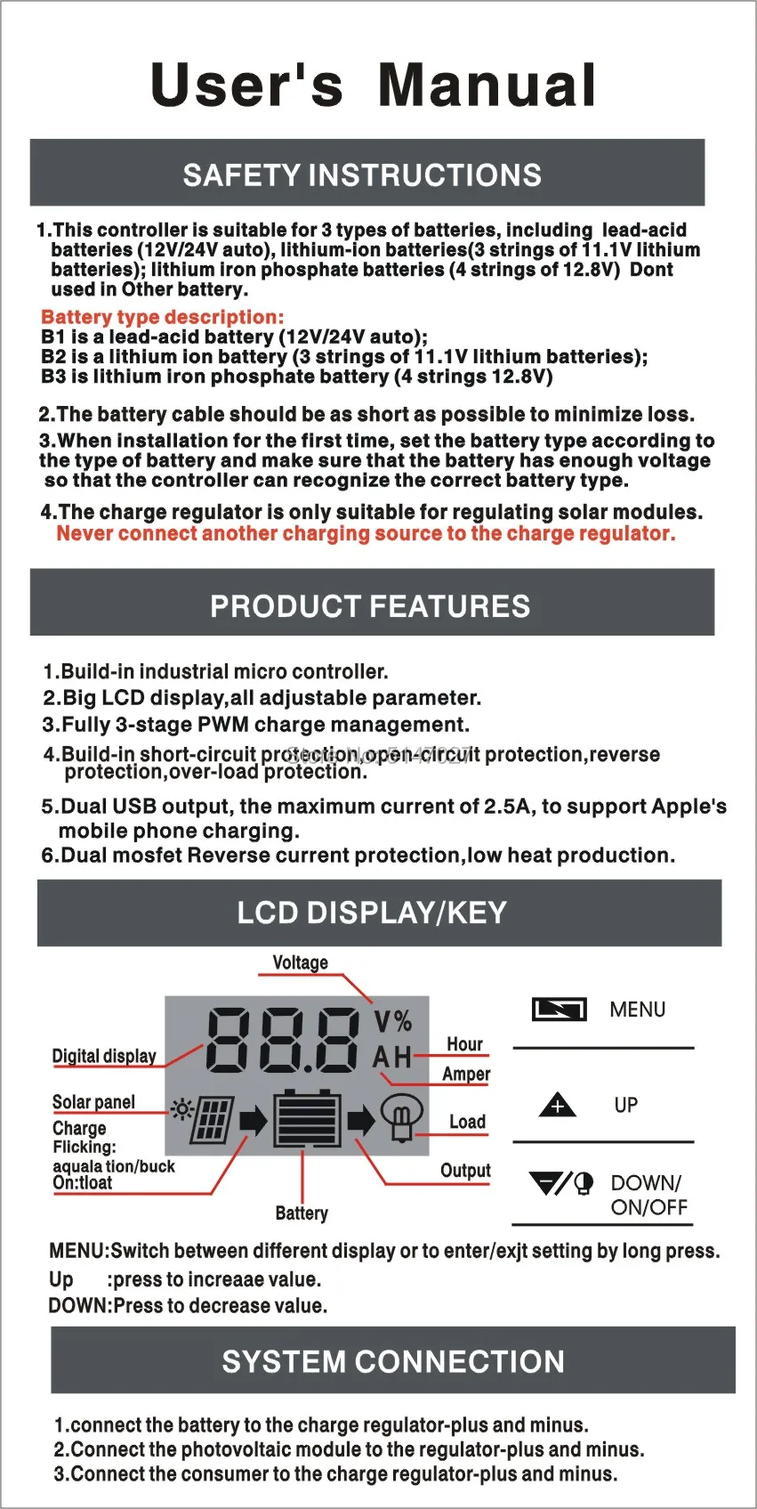 PWM 30A Контроллер заряда 20A зарядное устройство 12v24v для свинцово-кислотных литий-ионных литиевых батарей солнечный регулятор PV