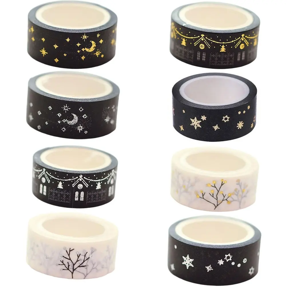 

Creative Flashing Gold Leaf Festival Decorative Masking Washi Tape Diy Diary Scrapbooking Practical Tape