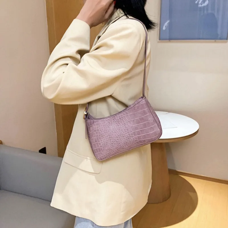 

Fashion Crocodile Leather Women Bag Retro Alligator Bag Shoulder Crossbody Handbag Ladies Hand Bags Female Handbag Baguette Bag