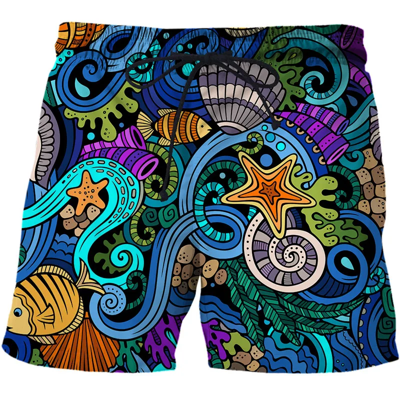 

Шорты мужские пляжные с абстрактным рисунком, повседневные быстросохнущие спортивные штаны с 3D-принтом, плавки, пляжная одежда, лето