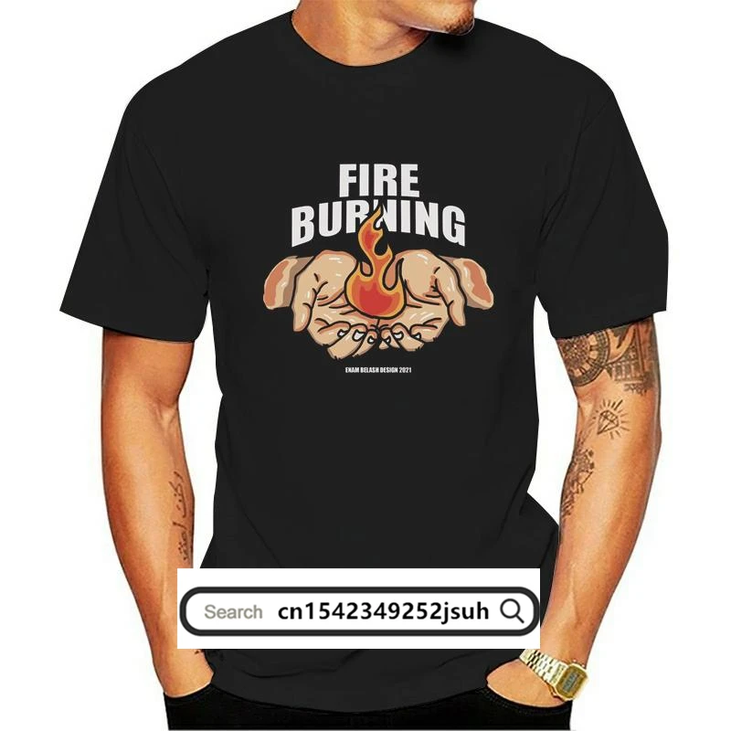 

2021 New Fire Burning Print 100% Cotton Short Sleeve Men's And Women's T Shirt