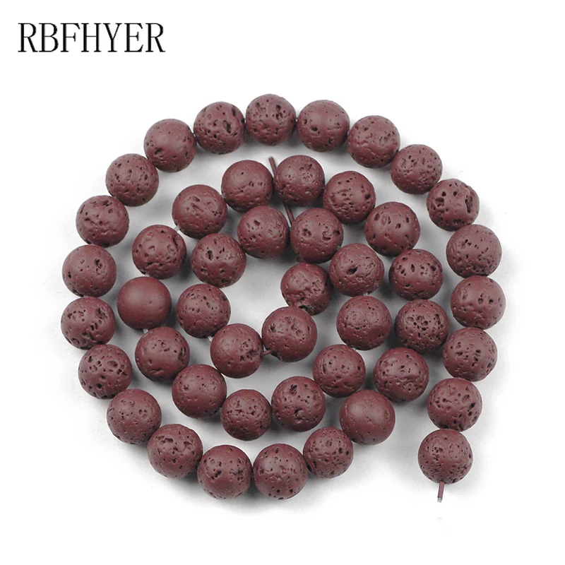 RBFHYER 4 6 8 10 12 мм темно-красные резиновые бусины из лавы круглые свободные