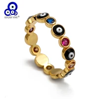 lucky eye multi color turkish evil eye ring gold color copper dropping oil party wedding ring for women trendy jewelry ey6777