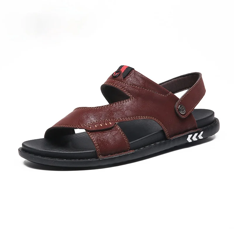 

2021 New Men Leather Sandals Summer Male Shoes Beach Sandals Man Fashion Comfortable Outdoor Casual Sneakers Classic Men Shoes