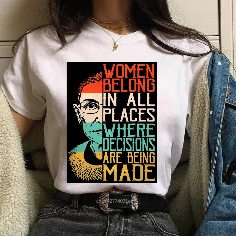 

Casual Graphic Printed Top Ginsburg Letters Oversized Daily Tee Streetwear RBG Ruth Bader Soft Female T-shirt