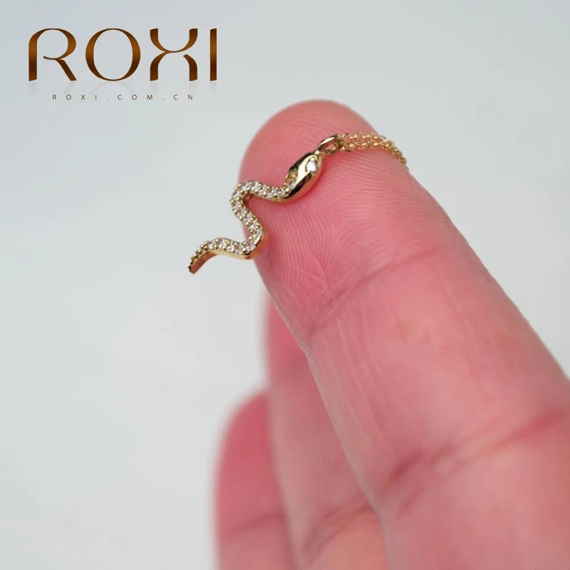 ROXI модное ожерелье с подвеской в виде змеи из золота 925 пробы серебряные ожерелья