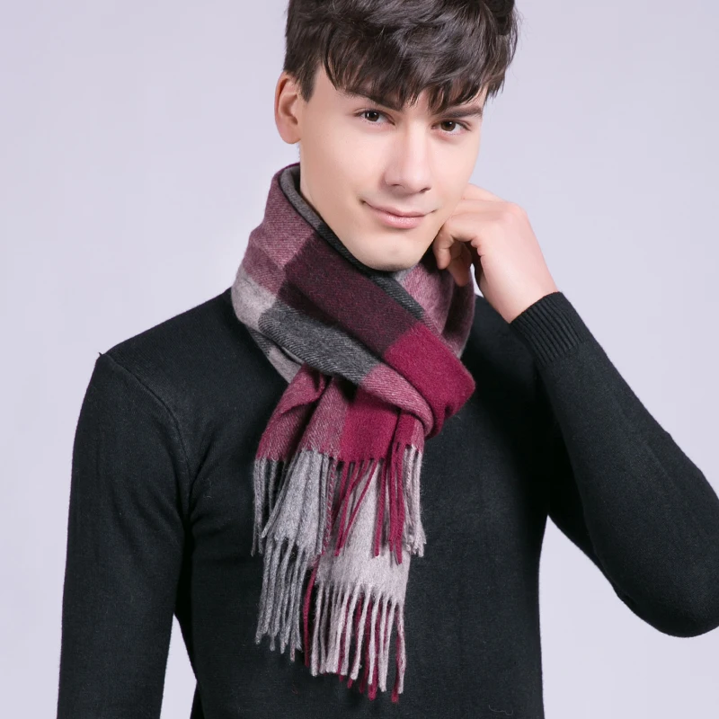 Man Wool Scarf for Winter Warm Neckerchief Plaid Tassels Wraps and Shawls Echarpe Homme Bufanda Hombre Soft Warm Winter Scarves