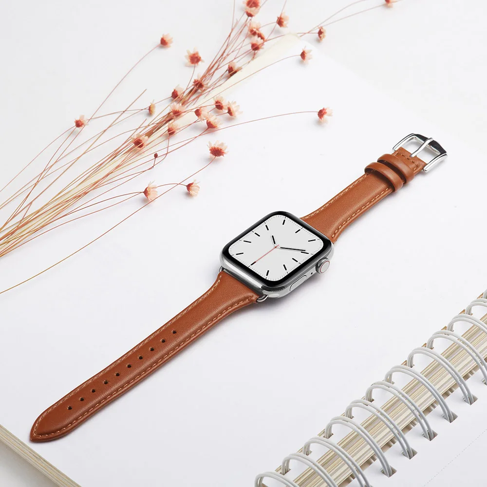 

Leather Strap For Apple watch band 44mm 40mm Watchband 41mm 45mm Belt Genuine Leather Bracelet For Apple Watch Series 7 6 Se 5 4