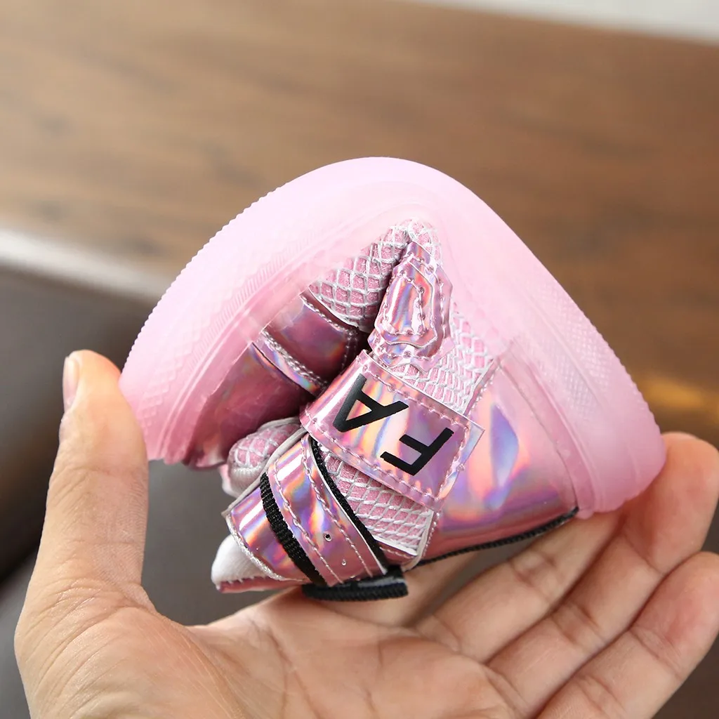 Роскошные ботинки светящаяся обувь для маленьких девочек блестящие спортивные