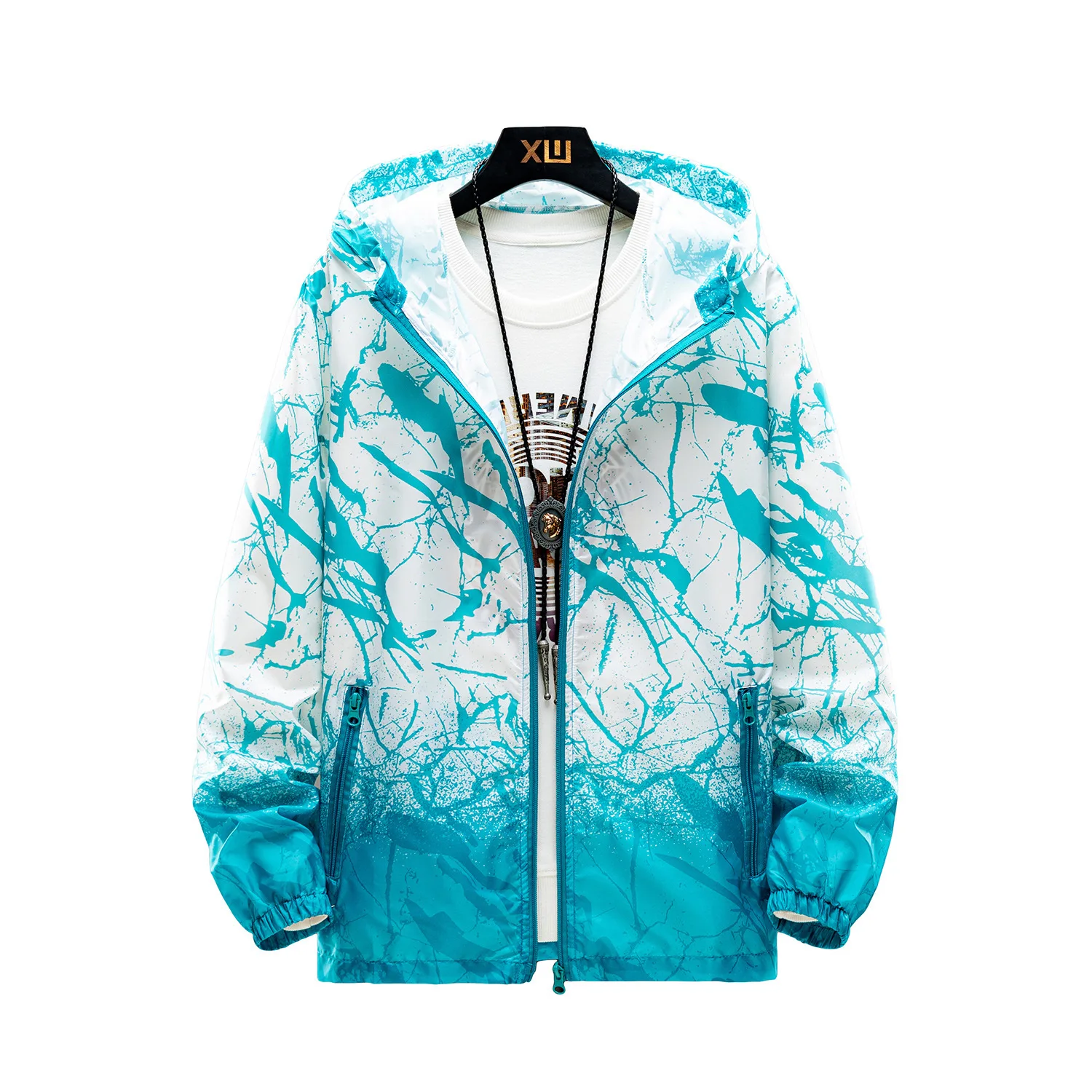 

Summer thin solar clothes 2021 new men's jacket with breathable Hood, solar coat, skin coat exte