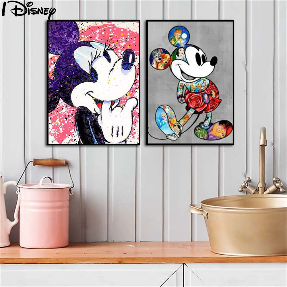 

Disney Mickey Minnie Mouse Anime Poster Painting Canvas Print On Wall Art Picture For Living Room Home Decor Frameless